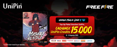 Madara Bundle Free Fire – Beli Voucher UniPin di Toko Favoritmu, Cashback UniPin Credits 15.000!